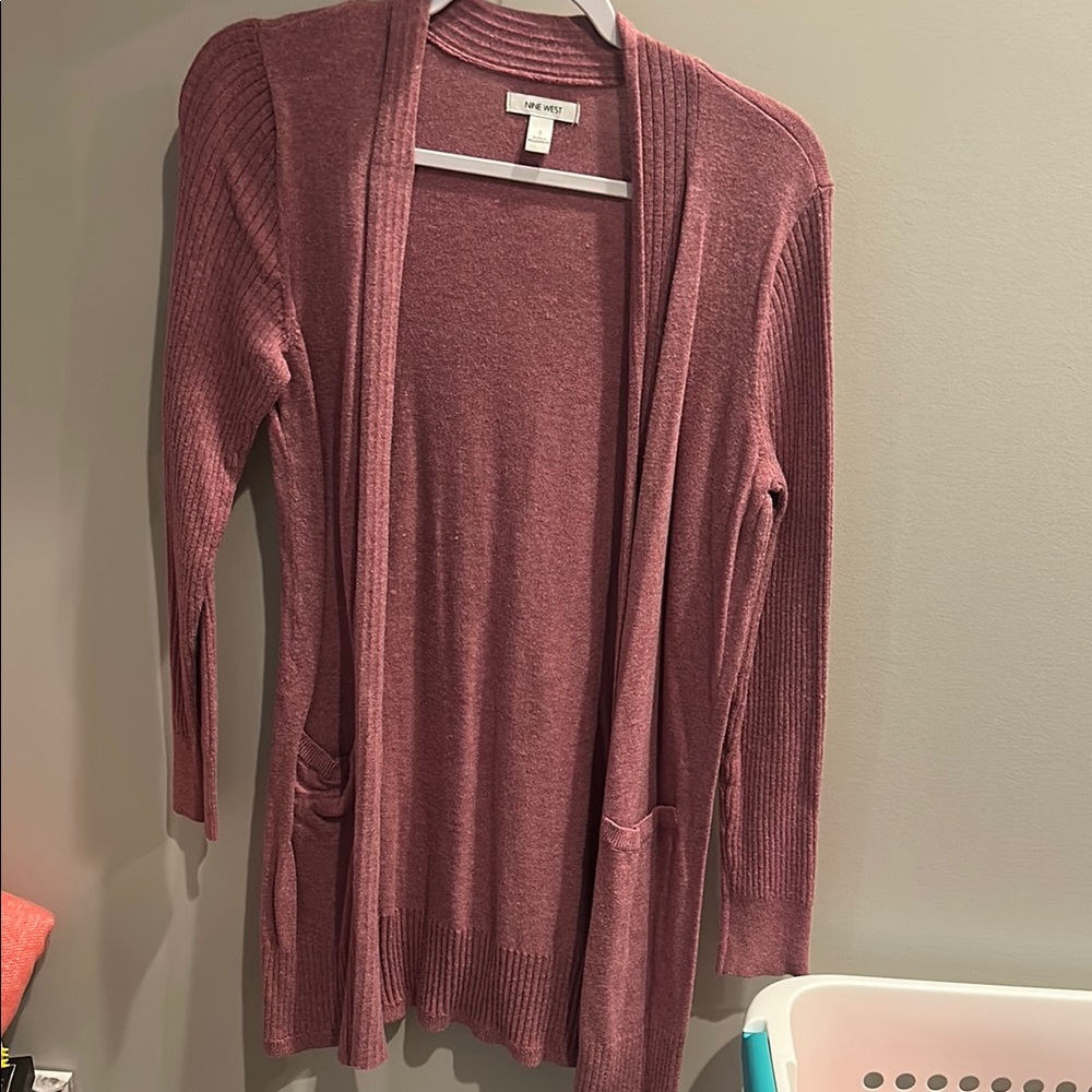 Nine West Pink Cardigan Sweater Open Front